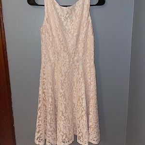 Light Pink Sleeveless Lace Overlay Dress